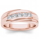 14k Rose Gold 0.62 Ct Round Diamond Five Stone Men's Wedding Band Ring HI I2 14k Rose Gold 0.62 Ct Round Diamond Five Stone Men's Wedding Band Ring HI I2