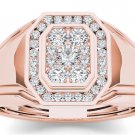 Solid 10k Rose Gold 0.50 Ct Round Cut Real Diamond Men's Halo Wedding Band Ring Solid 10k Rose Gold 0.50 Ct Round Cut Real Diamond Men's Halo Wedding Band Ring