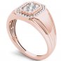 Solid 10k Rose Gold 0.50 Ct Round Cut Real Diamond Men's Halo Wedding Band Ring