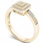 10k Yellow Gold 0.15 Ct Diamond Halo Vintage Style Engagement Ring HI I2 Size 7