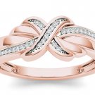 10k Rose Gold 0.08 Ct Diamond Love Knot Fashion Engagement Ring HI I2 Size 7