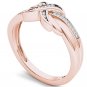 10k Rose Gold 0.08 Ct Diamond Love Knot Fashion Engagement Ring HI I2 Size 7