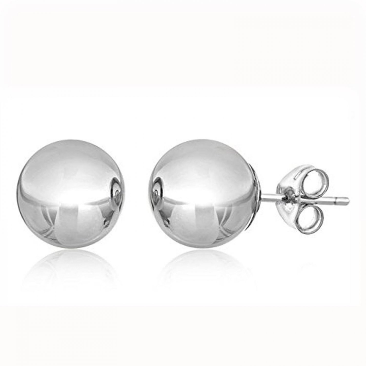 14K White Gold 10MM  Ball Stud Earrings