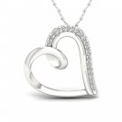 S925 Sterling Silver 0.12ct TDW Diamond Heart Necklace (H-I, I2)