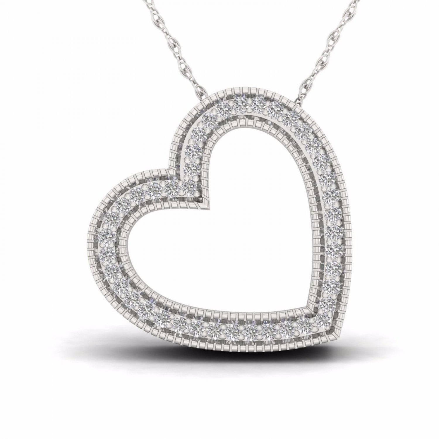 S925 Sterling Silver 0.12ct TDW Natural Diamond Heart Necklace (H-I,I2)