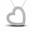 S925 Sterling Silver 0.12ct TDW Natural Diamond Heart Necklace (H-I,I2)