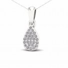 10K White Gold 0.1ct TDW DiamondDrop Shape Cluster Pendant Necklace