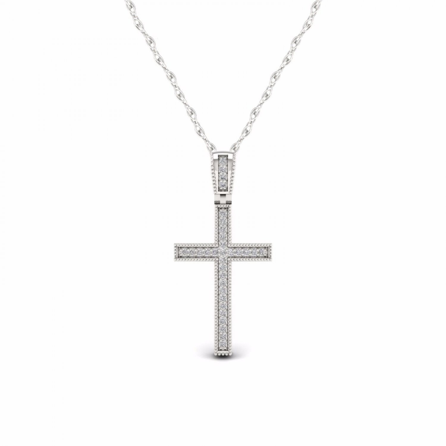 S925 Sterling Silver 0.1Ct TDW Diamond Cross Necklace