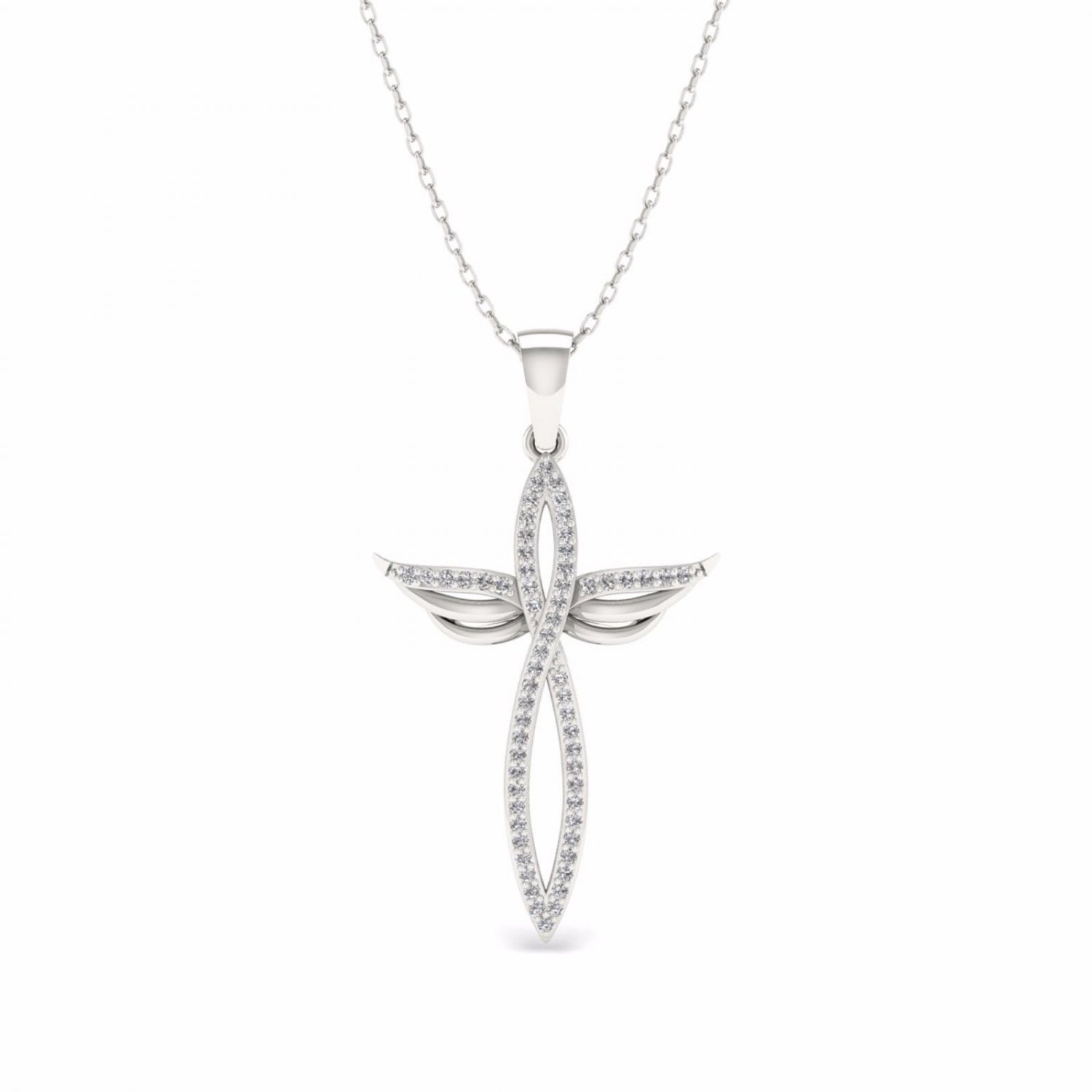 S925 Sterling Silver 0.2Ct TDW Diamond Winged Infinity Necklace