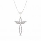 S925 Sterling Silver 0.2Ct TDW Diamond Winged Infinity Necklace
