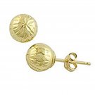 14K Yellow Gold 8MM  Diamond Cut Ball Stud Earrings