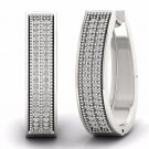 S925 Sterling Silver 0.25Ct Natural Diamond  Double Row Hoop Earrings HI
