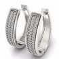 S925 Sterling Silver 0.25Ct Natural Diamond  Double Row Hoop Earrings HI