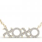 10k Yellow Gold 0.15 Ct Natural Round Cut Diamond "XO" Pendant Necklace HI I2