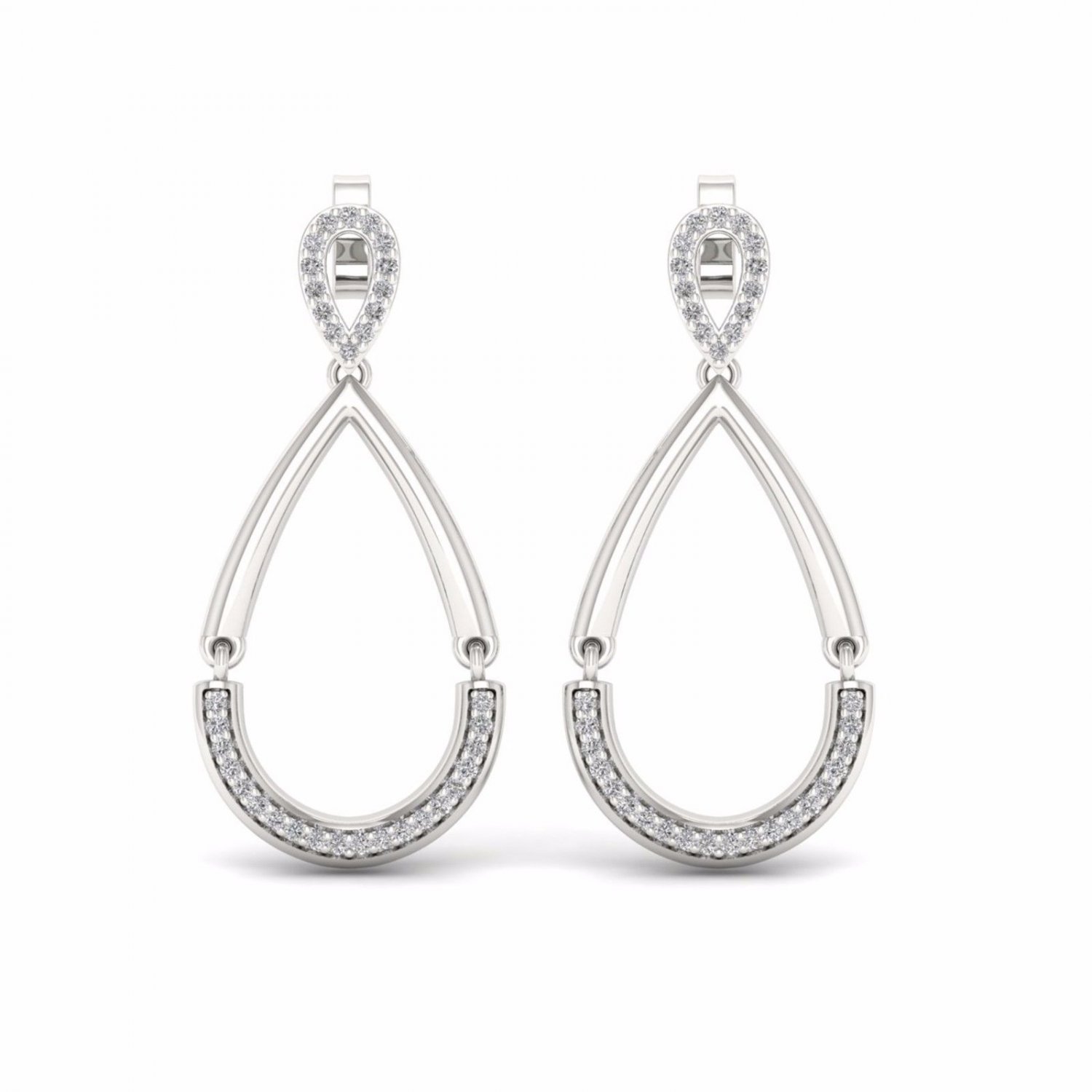S925 Sterling Silver 0.20Ct  Natural Round Cut Diamond  Dangle Earrings