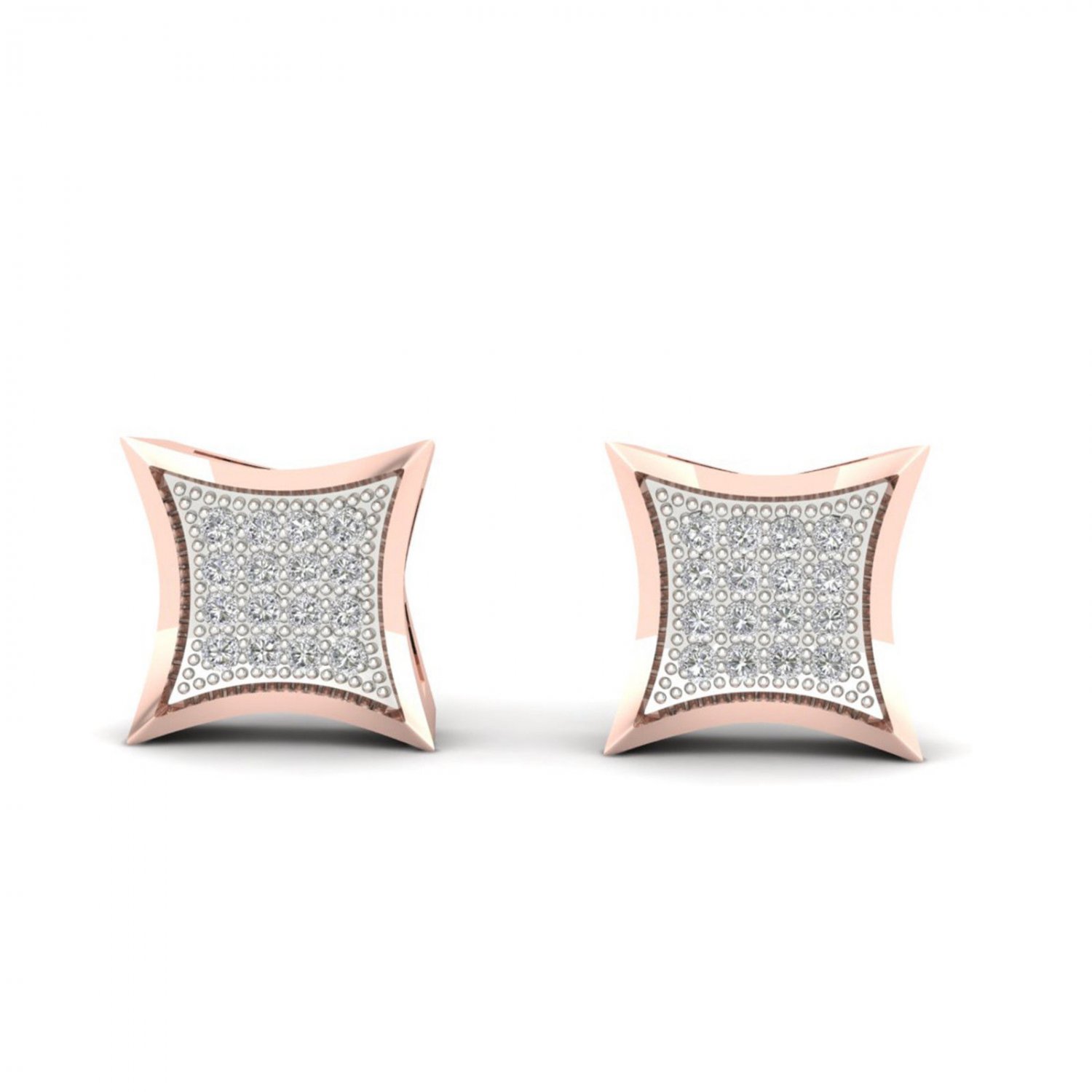 10k Rose Gold 0.10 Ct Brilliant Round Cut Diamond Cluster Stud Earrings I2