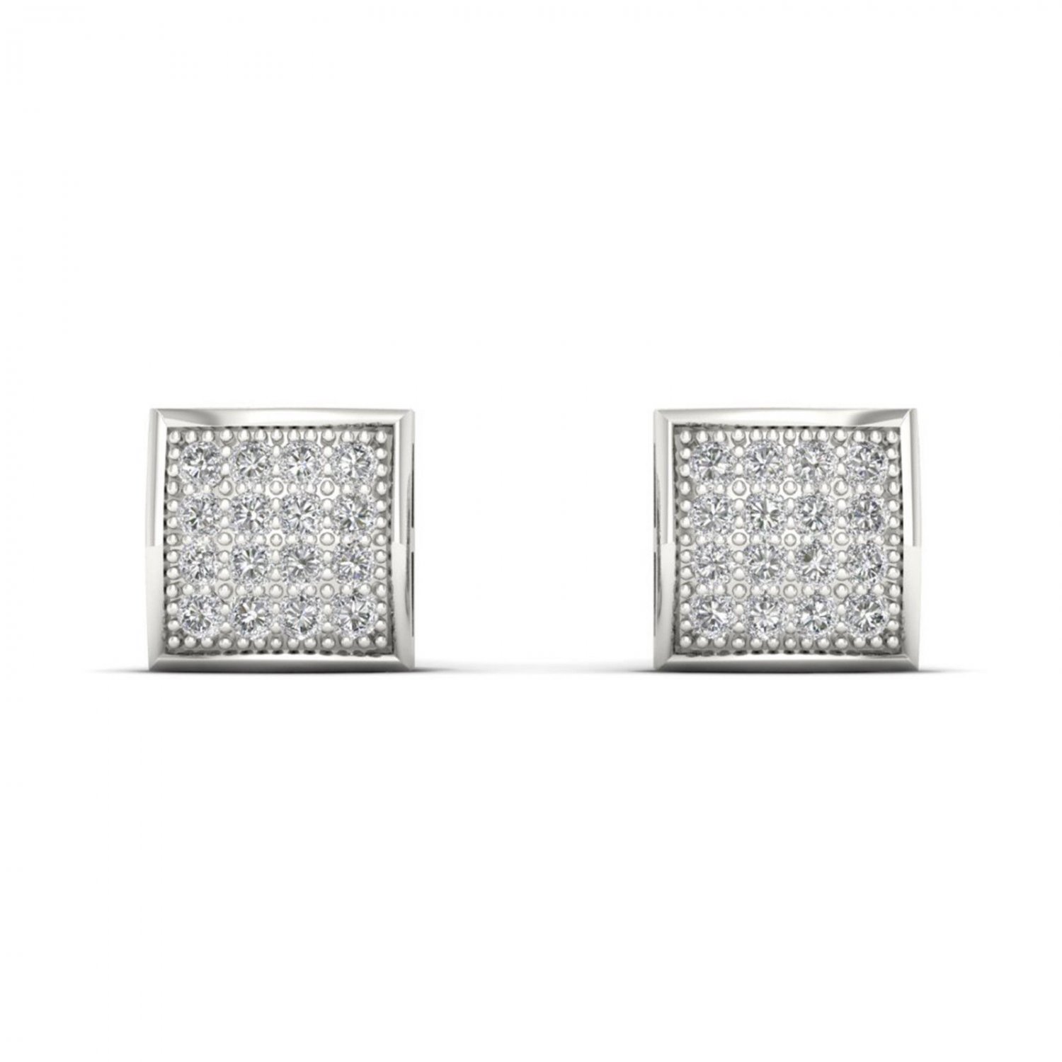 10k White Gold 0.10 Ct Brilliant Round Cut Diamond Cluster Stud Earrings HI