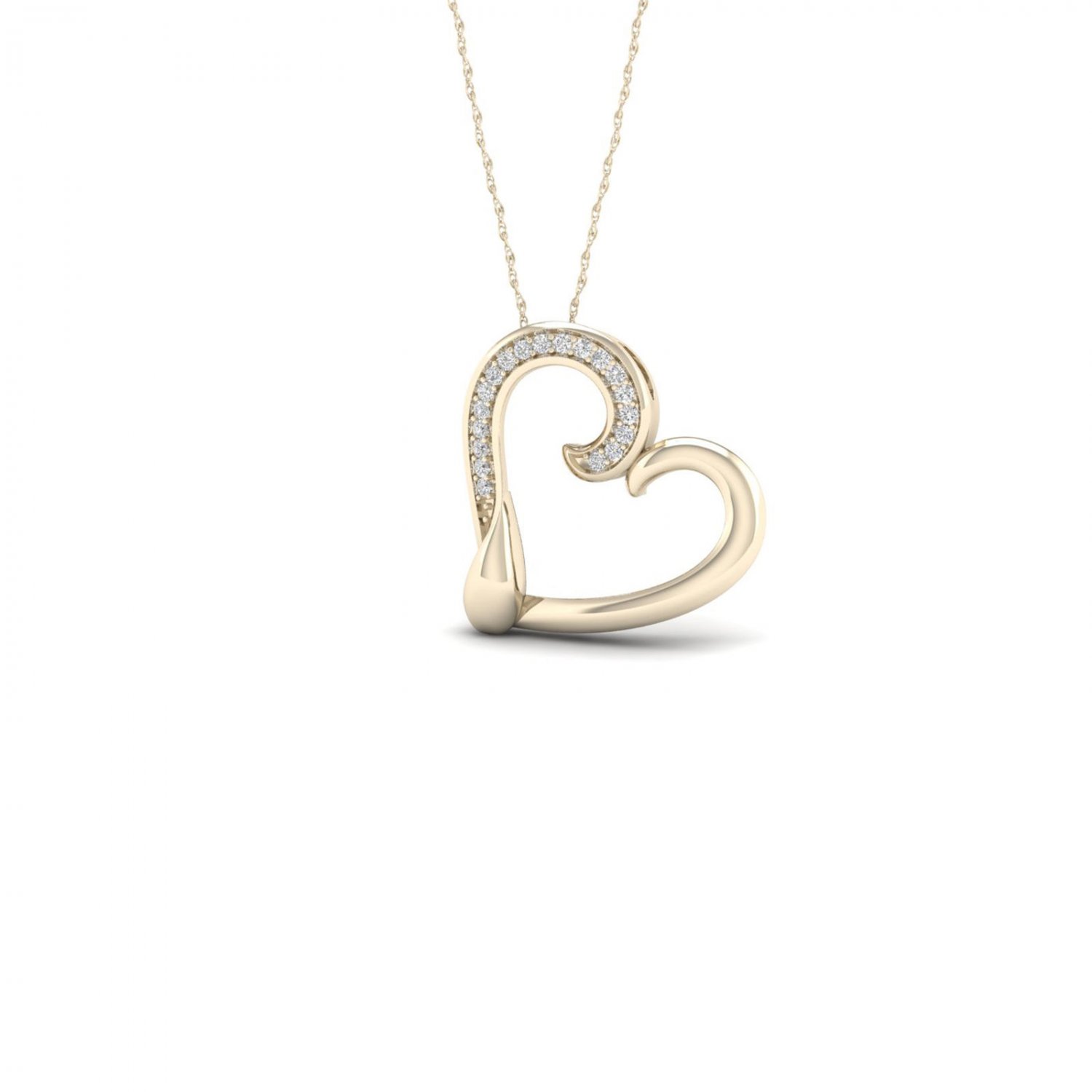 10k Yellow Gold 0.05ct TDW Diamond Tilted Heart Necklace (I-J, I2)