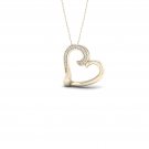 10k Yellow Gold 0.05ct TDW Diamond Tilted Heart Necklace (I-J, I2)