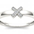 925 Sterling Silver 0.04 Ct Round Natural Diamond Very Good Cut X Fashion Ring 925 Sterling Silver 0.04 Ct Round Natural Diamond Very Good Cut X Fashion Ring