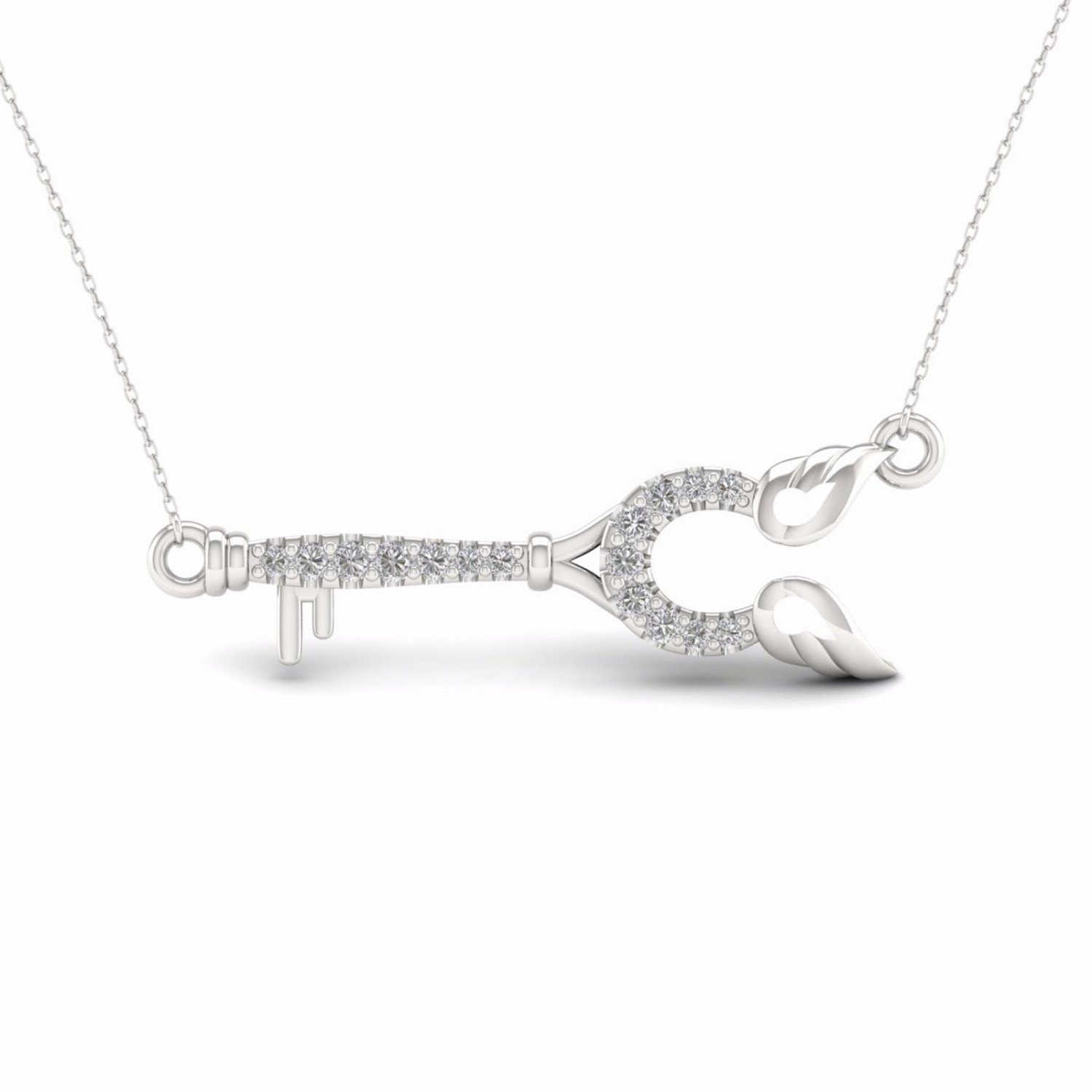 S925 Sterling Silver 0.12Ct TDW Diamond Key Necklace