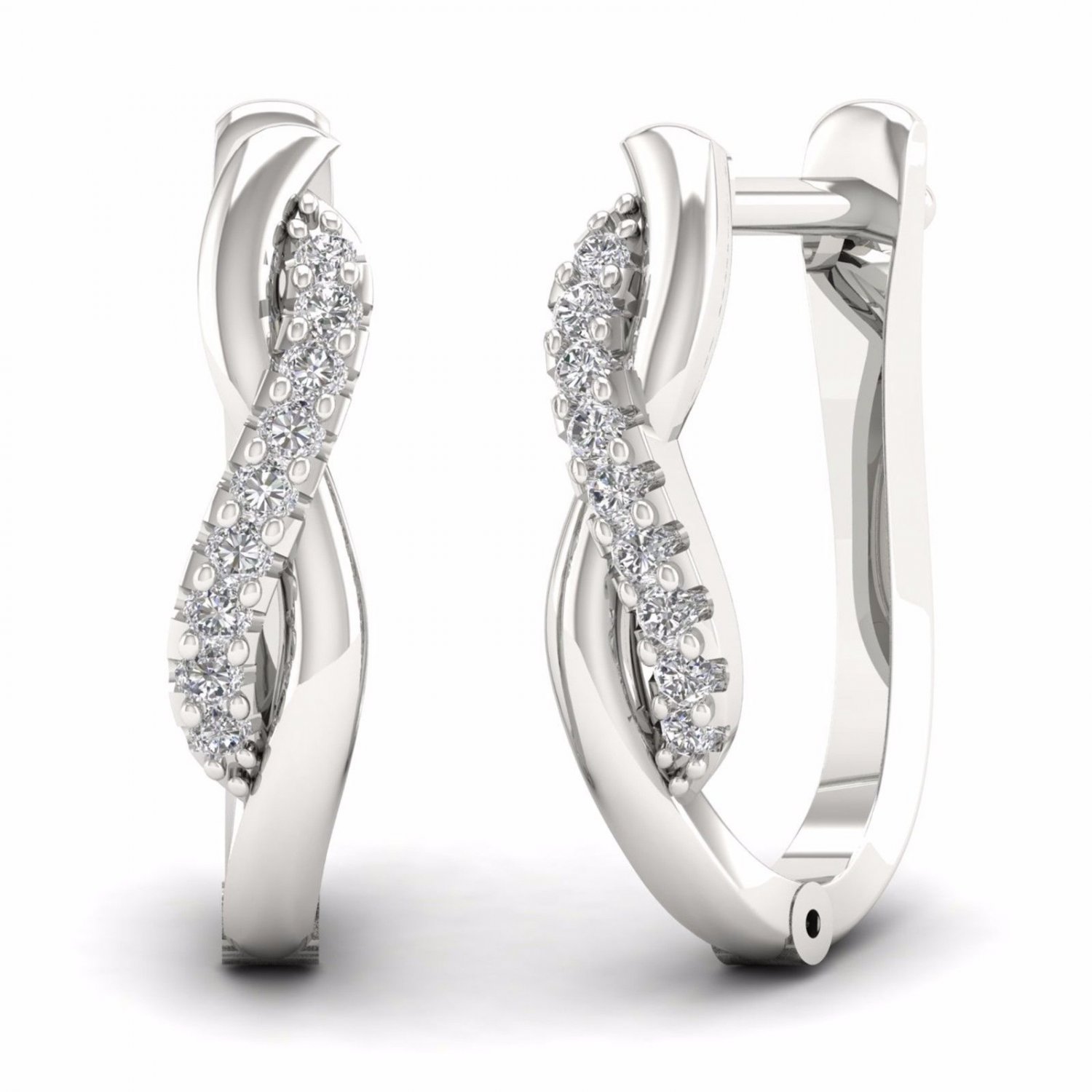 S925 Sterling Silver 0.10Ct  Natural Round Cut Diamond  Infinity Hoop Earrings