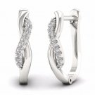 S925 Sterling Silver 0.10Ct  Natural Round Cut Diamond  Infinity Hoop Earrings
