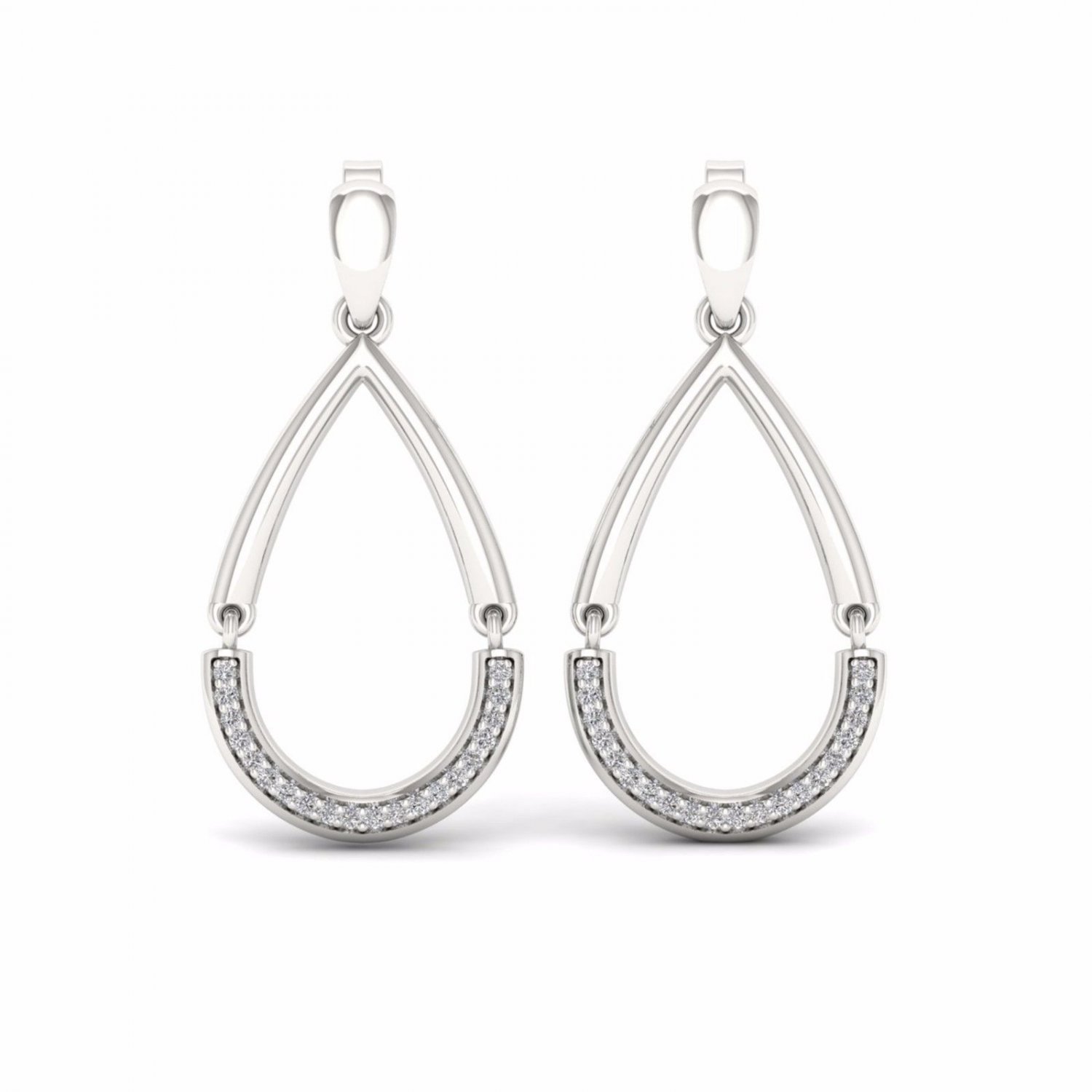 S925 Sterling Silver 0.12Ct  Natural Round Cut Diamond  Dangle Earrings