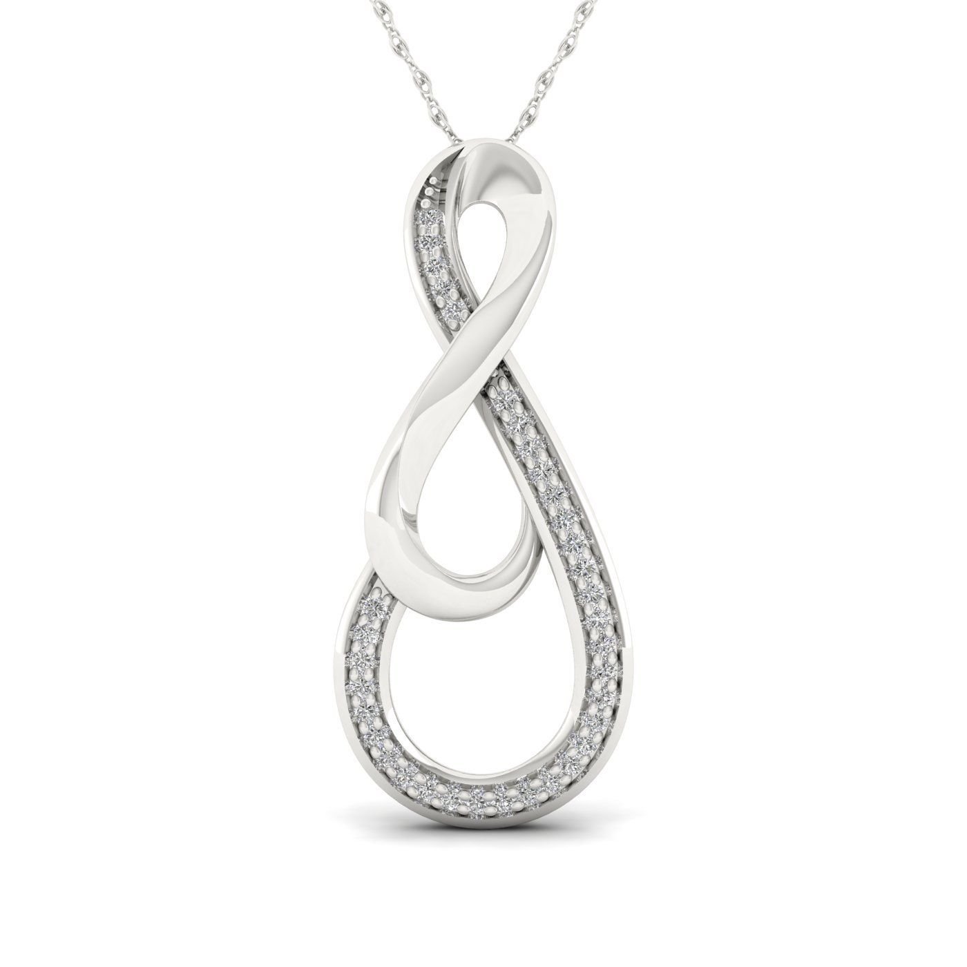 S925 Sterling Silver 0.11Ct TDW Diamond Double Infinity Necklace