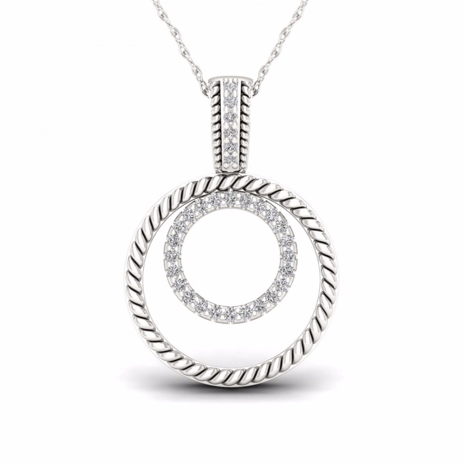 S925 Sterling Silver 0.1Ct TW Diamond Double Loop Necklace