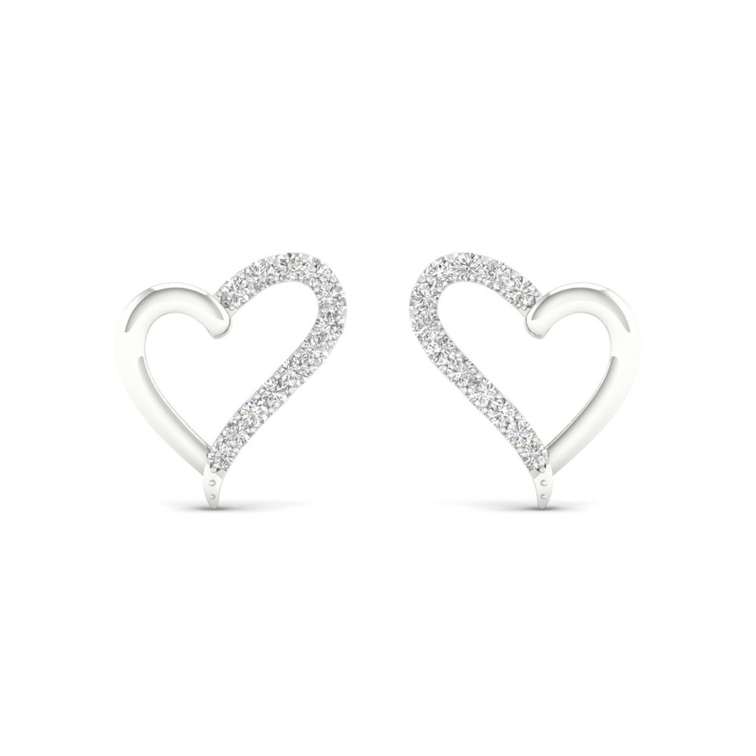 10k White Gold 0.08ct TDW Diamond Heart Stud Earrings (I-J, I2)