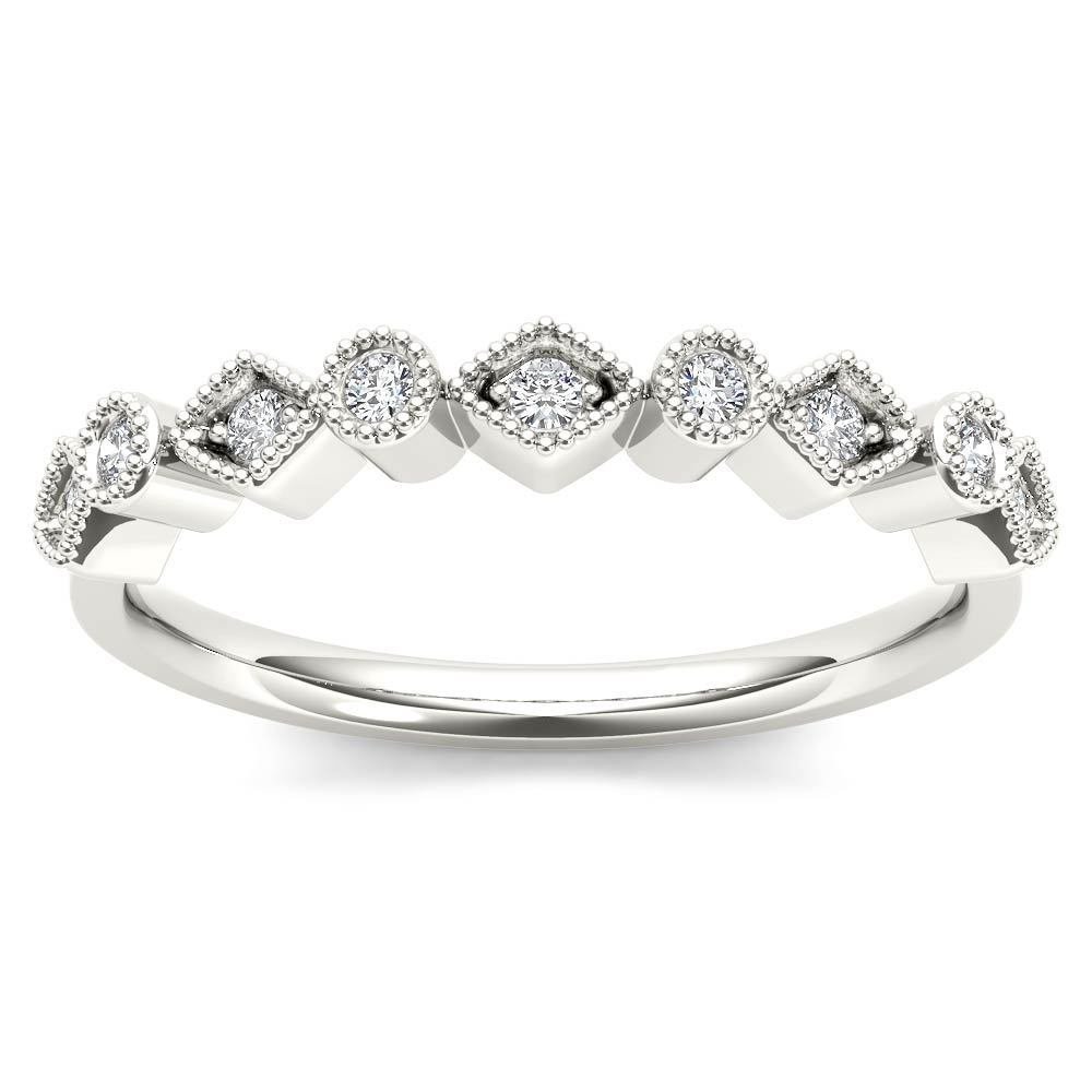 Genuine 10K White Gold 0.05 Ct Brillant Round Cut Diamond Engagement Ring