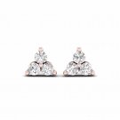0.15 Ct Natural Round Cut Diamond Three Stone Stud Earrings in 10k Rose Gold