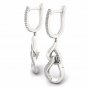 S925 Sterling Silver 0.20Ct  Round Cut Diamond  Loop Dangle Hoop Earrings HI