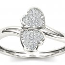 10k White Gold 0.04 Ct Round Cut Diamond Heart Fashion Engagement Ring HI I2