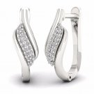 S925 Sterling Silver 0.10Ct  Natural Round Cut Diamond  Swirl Hoop Earrings