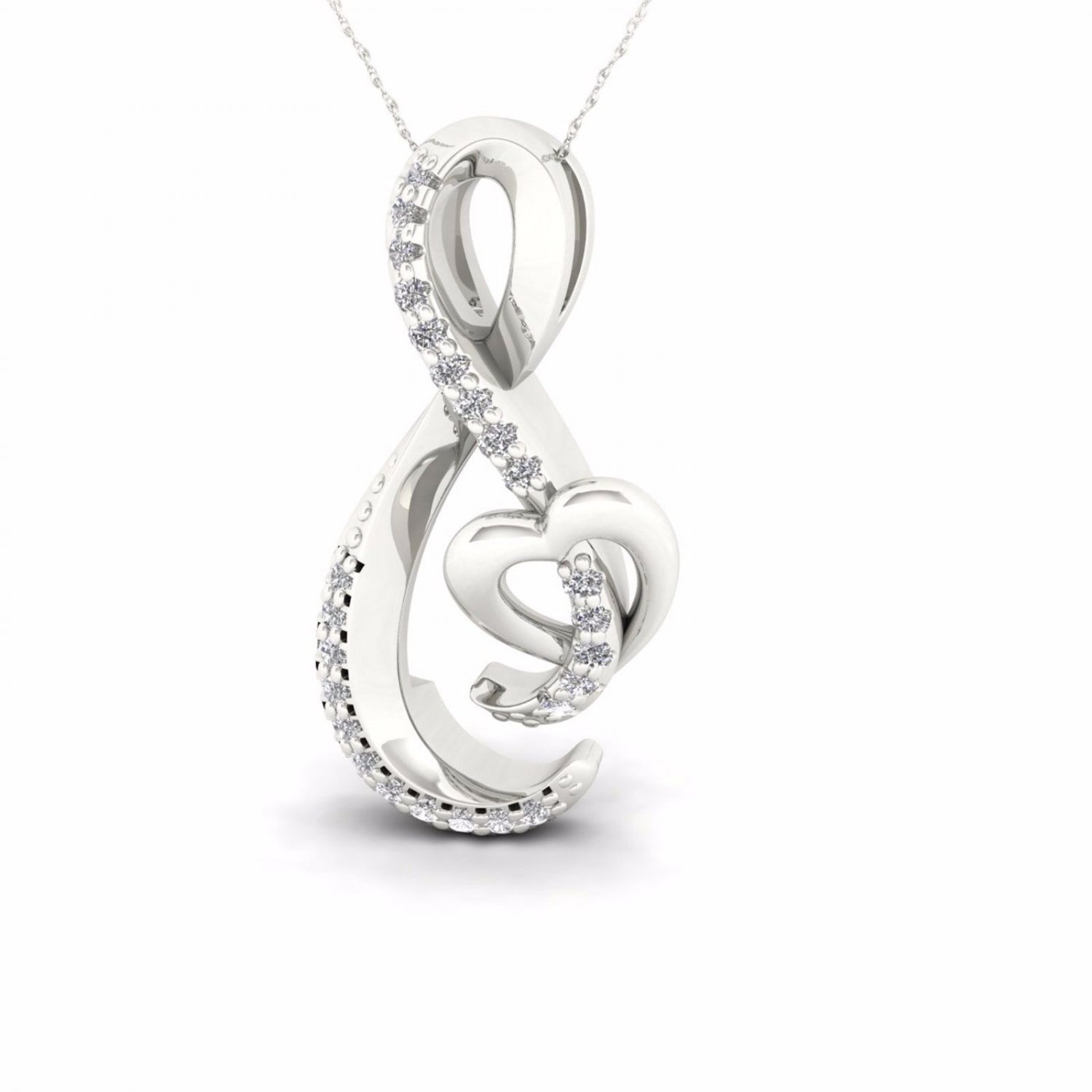 S925 Sterling Silver 0.08Ct TW Diamond Open Infinity Heart Necklace