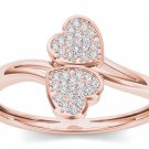 10k Rose Gold 0.04 Ct Round Cut Diamond Heart Fashion Engagement Ring HI I2