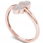 10k Rose Gold 0.04 Ct Round Cut Diamond Heart Fashion Engagement Ring HI I2