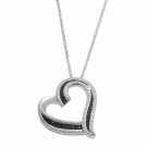 Real Solid 925 Silver 0.30 CT Round Cut Black Diamond Heart Pendant Necklace Real Solid 925 Silver 0.30 CT Round Cut Black Diamond Heart Pendant Necklace