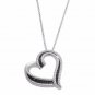 Real Solid 925 Silver 0.30 CT Round Cut Black Diamond Heart Pendant Necklace