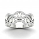 De Couer 10k White Gold 0.20 Ct TDW Diamond Ribbon & Heart Fashion Ring (I-J, I2)