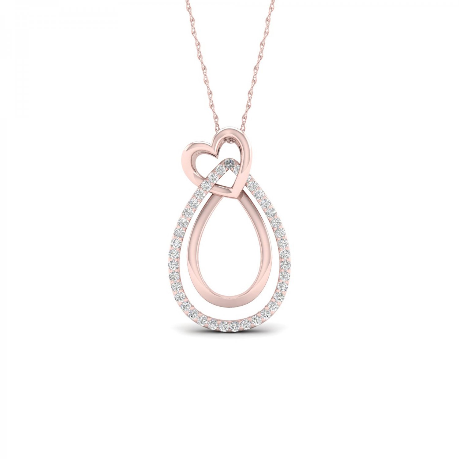 De Couer 10k Rose Gold 0.1ct TDW Diamond Heart Necklace (I-J, I2)