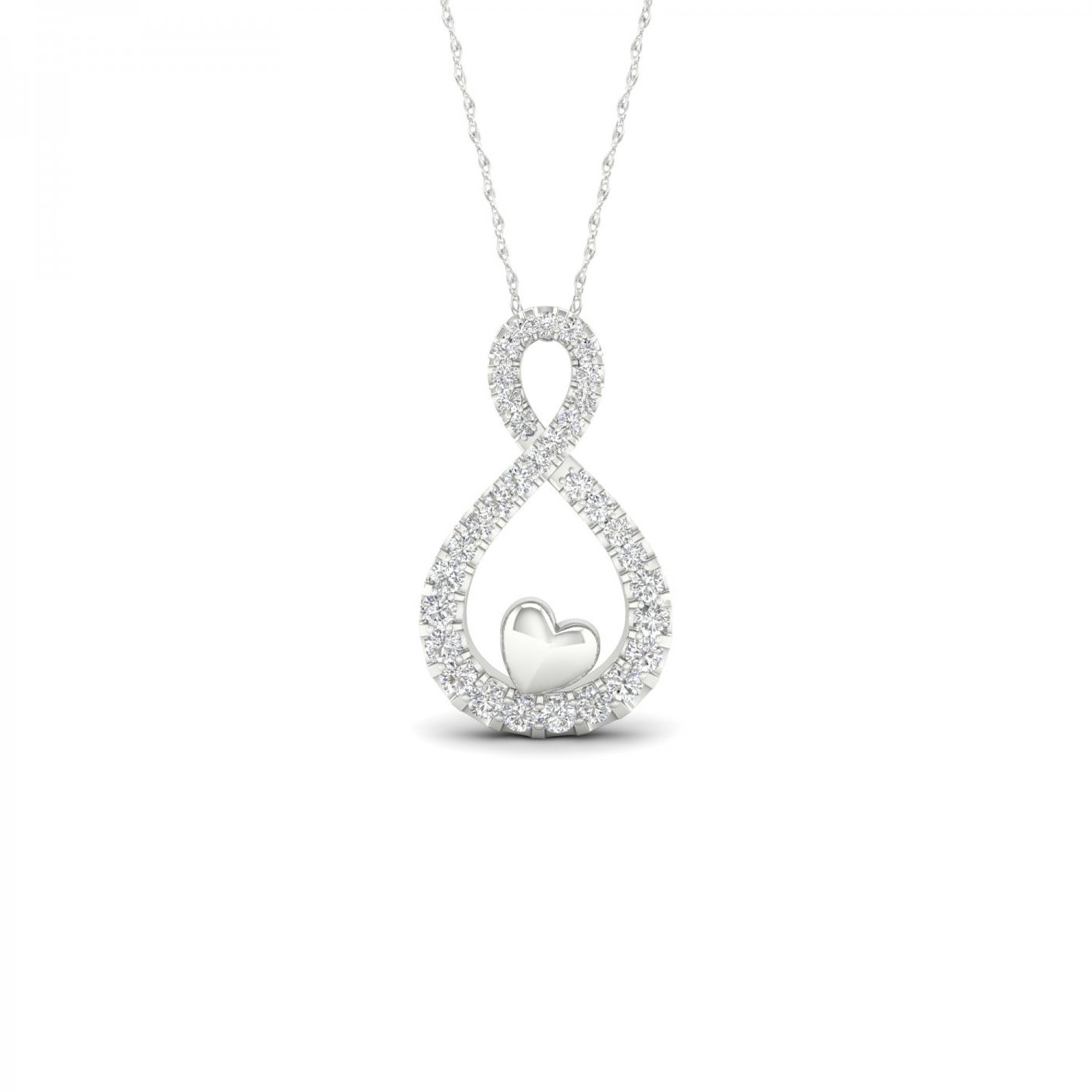 De Couer 10k White Gold 0.15ct TDW Diamond Infinity & Heart Necklace (I-J, I2)