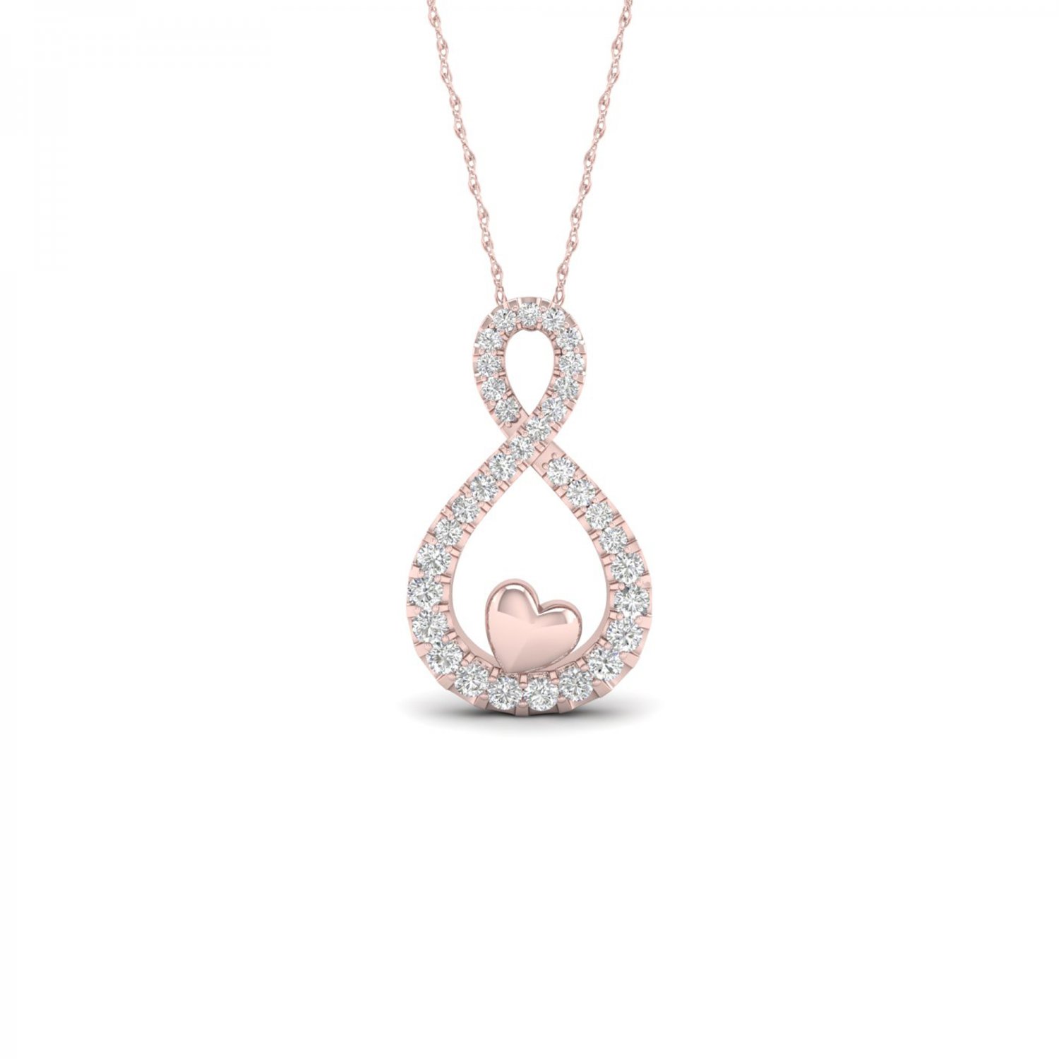 De Couer 10k Rose Gold 0.15ct TDW Diamond Infinity & Heart Necklace (I-J, I2)