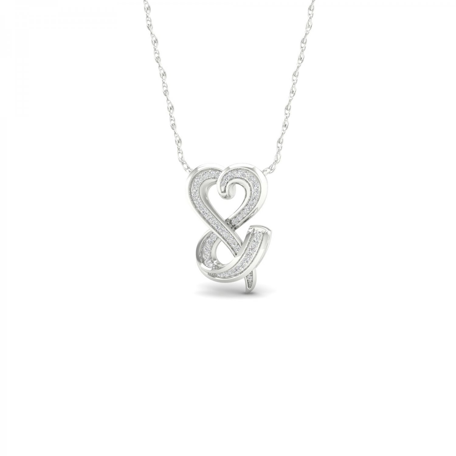De Couer 10k White Gold 0.15ct TDW Diamond Heart Infinity Necklace (I-J, I2)