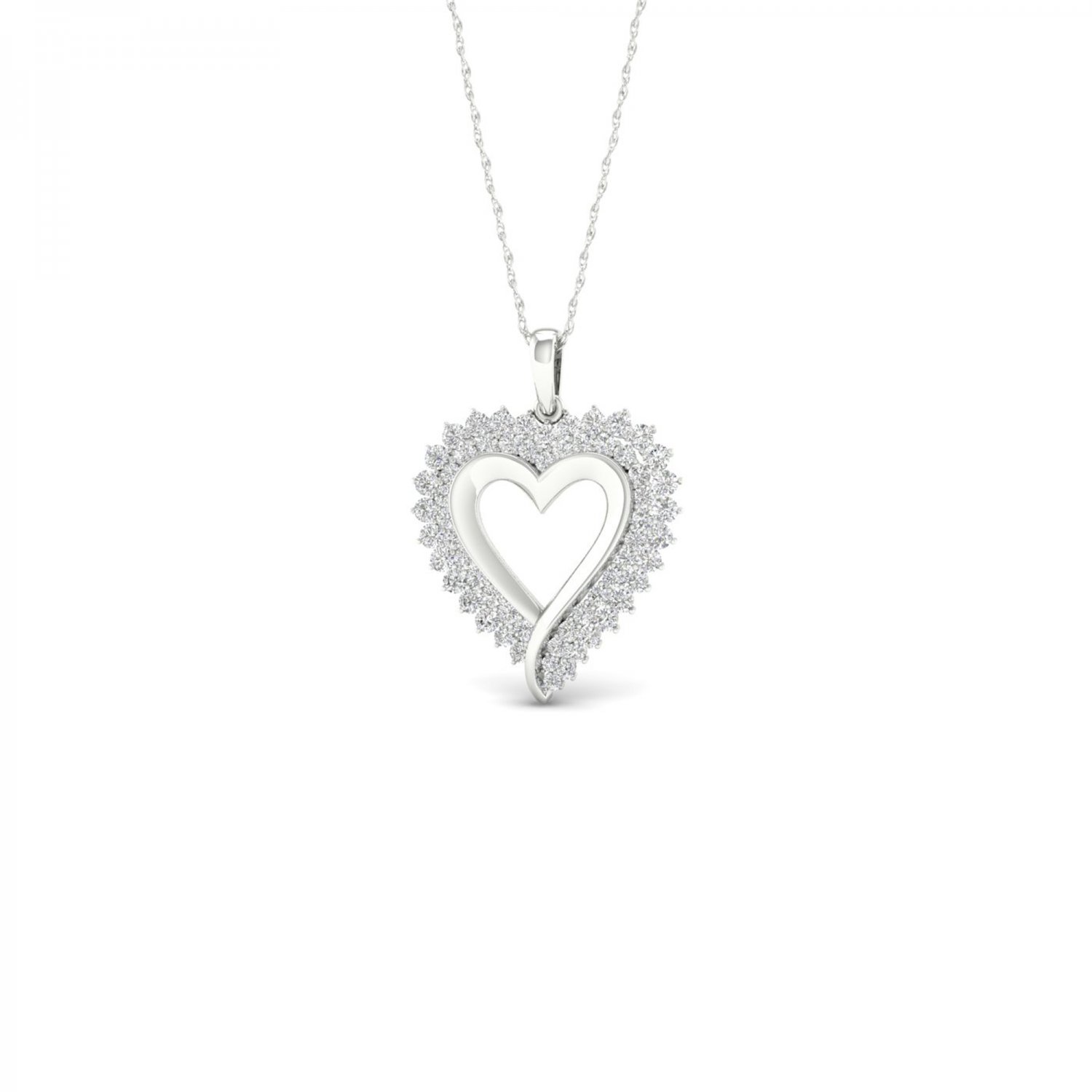 De Couer 10k White Gold 0.5ct TDW Diamond Heart Necklace (I-J, I2)