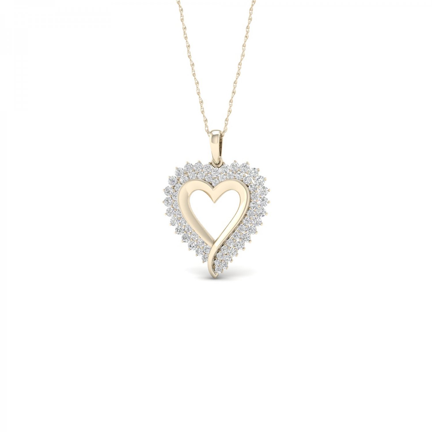 De Couer 10k Yellow Gold 0.5ct TDW Diamond Heart Necklace (I-J, I2)