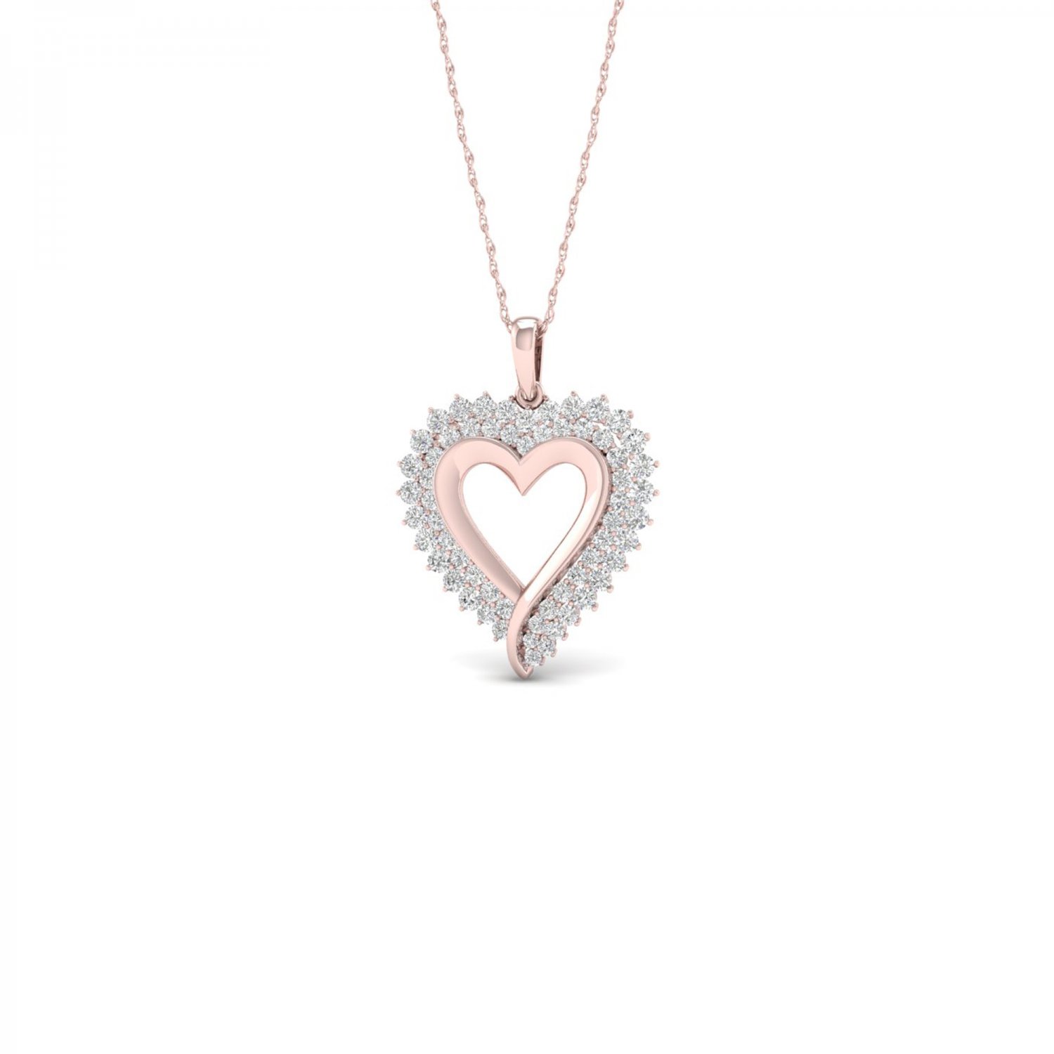 De Couer 10k Rose Gold 0.5ct TDW Diamond Heart Necklace (I-J, I2)