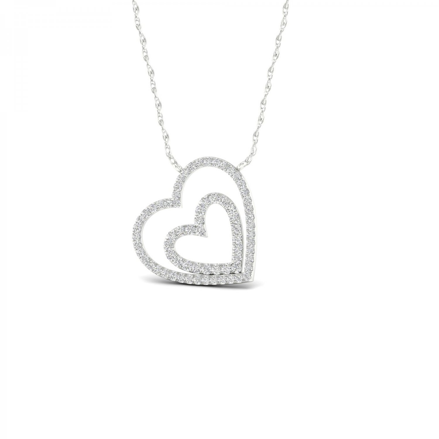De Couer 10k White Gold 0.25ct TDW Diamond Heart Necklace (I-J, I2)